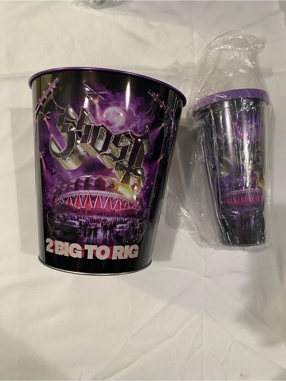 GHOST 2 Big To Rig Combo Set Metal Popcorn Bucket/Tin and Cup Brand New